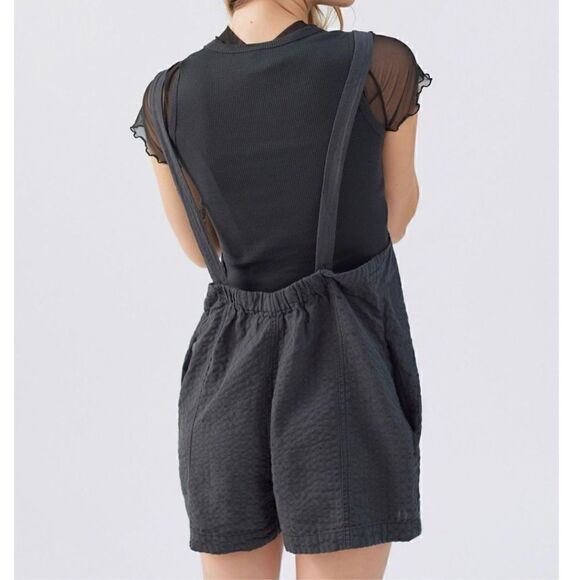 Urban Outfitters Chelsea Linen Shortall Overall black medium new - Picture 2 of 16